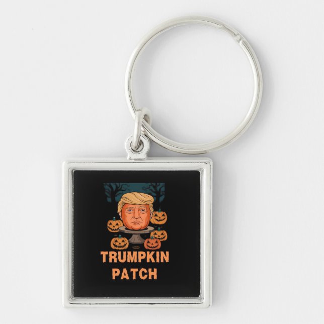 Llavero Trumpkin Halloween - Divertida calabaza política D (Frente)