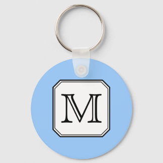 Llavero Tu carta. Monograma personalizado. Blanco negro az