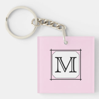 Llavero Tu carta. Personalizado Monograma. Blanco negro ro