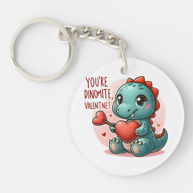 Llavero Tu Dinomita Valentine Cute Dinosaur Love (Frente)
