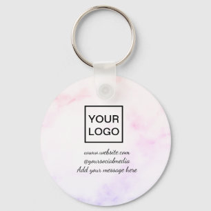 Llavero Tu logo aquí blanco simple minimalista MÁRMOL ROSA