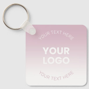 Llavero Tu Logo Moderno Ombre Rosa Polvo y Blanco