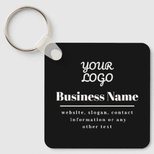 Llavero Tu logo retro-moderno negro y blanco