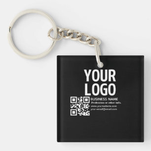 Llavero Tu logotipo con código QR editable y texto
