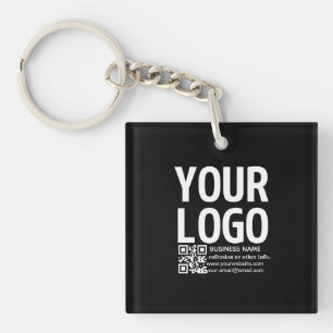 Llavero Tu logotipo con código QR editable y texto