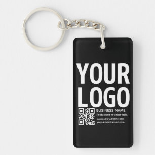 Llavero Tu logotipo con código QR editable y texto