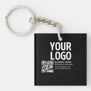 Llavero Tu logotipo con código QR editable y texto