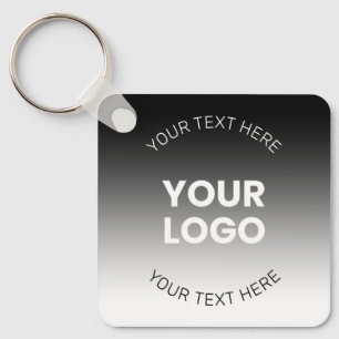 Llavero Tu Logotipo   Gradiente Negro y Blanco Editable Mo
