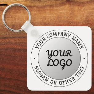 Llavero Tu logotipo y texto circular editable Ombre gris