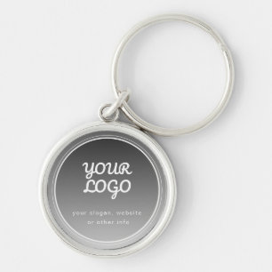 Llavero Tu logotipo y texto editable gradiente gris oscu