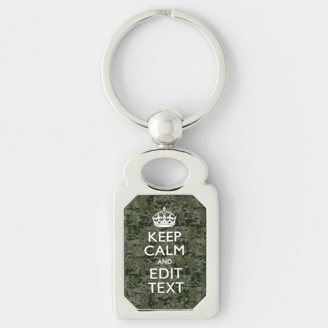 Llavero Tu texto Camuflaje Digital Olive Green Keep Calm (Anverso)