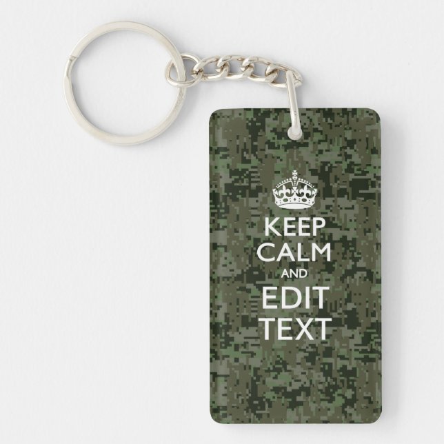 Llavero Tu texto Camuflaje Digital Olive Green Keep Calm (Frente)