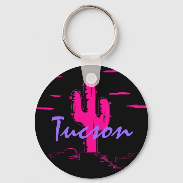 Llavero Tucson Arizona Neon Desert Nights Saguaro Cactus (Anverso)