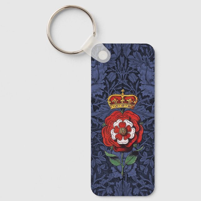 Llavero Tudor Rosa rojo y blanco (Anverso)