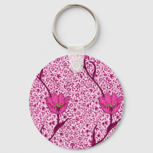 Llavero Tulip Damask Art Nouveau, vino y fucsia rosa