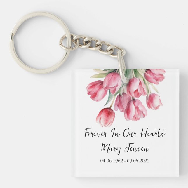 Llavero Tulip Memorial Funeral Photo Keychain (Frente)