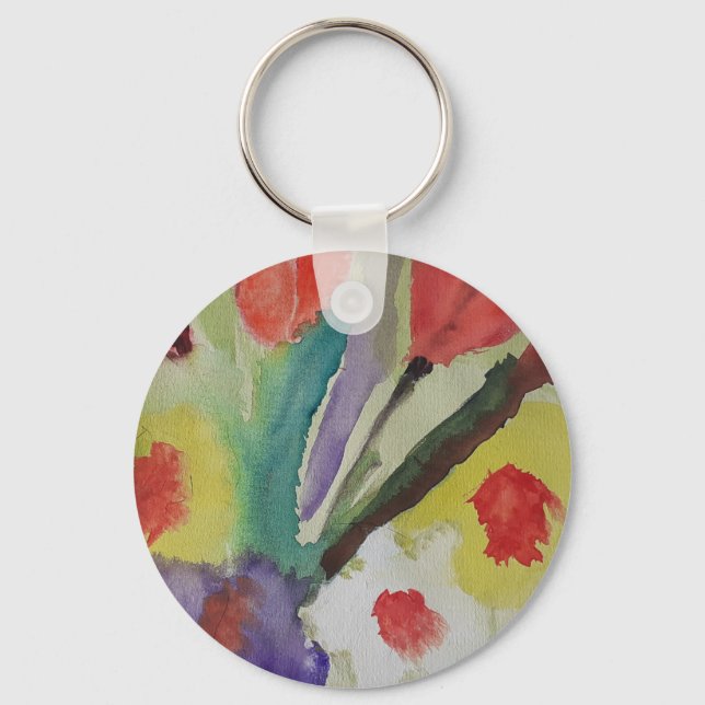 Llavero Tulipanes abstractos y flores de primavera (Anverso)