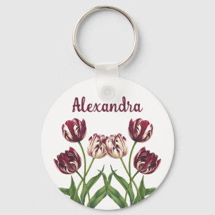 Llavero Tulipanes de marrón con nombre
