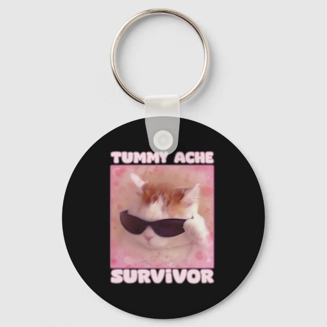 Llavero Tummy Ache Survivor Cat Funny (Anverso)