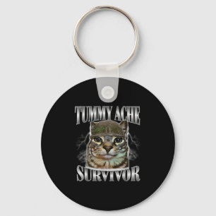 Llavero Tummy Ache Survivor Funny Cat Meme Sarcástica Cita