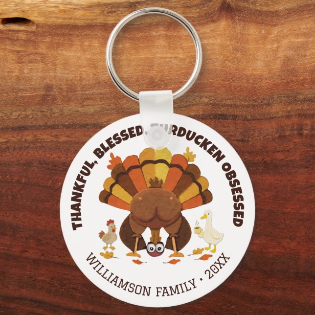 Llavero TURDUCKEN OBSESSED Funny Thanksgiving (Anverso)