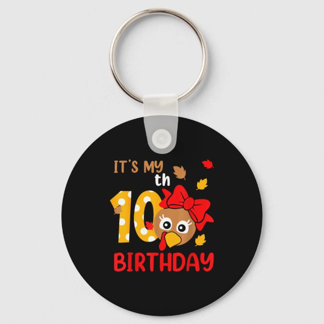 Llavero Turkey 10th Birthday Autumn Thanksgiving Party Boy (Anverso)