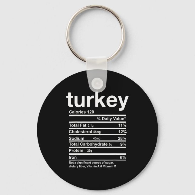 Llavero Turkey Nutrition Facts Funny Thanksgiving Food Chr (Anverso)