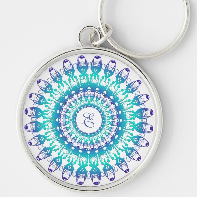 Llavero Turquesa étnico Mandala (Frente)