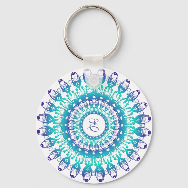 Llavero Turquesa étnico Mandala (Anverso)