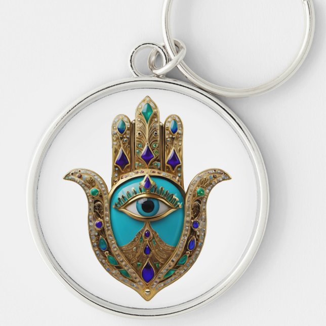Llavero Turquesa Ojo de la Mente Hamsa (Frente)