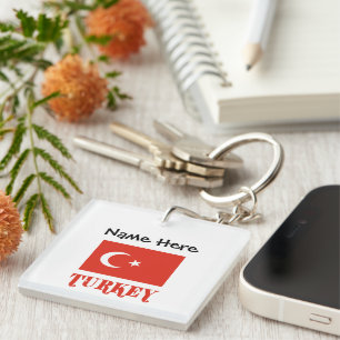 Llavero Turquía y bandera turca personalizados