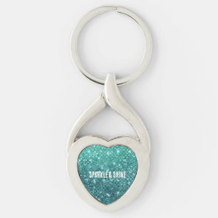 Llavero Turquoise Aqua Green Sparkle