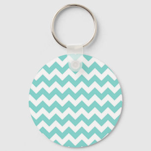 Llavero Turquoise Aqua White Chevron Zig Patrón Zag