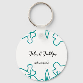 Llavero Turquoise blue wedding couple name date flstylish