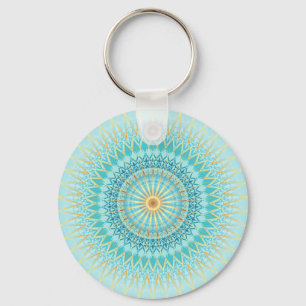 Llavero Turquoise Gold Boho Mandala