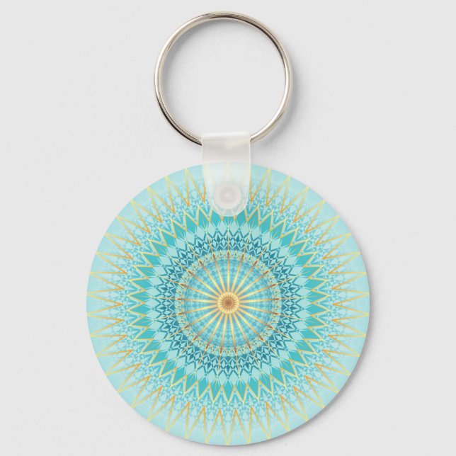 Llavero Turquoise Gold Boho Mandala (Anverso)