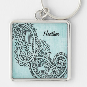 Llavero Turquoise Mehndi Motif Keychain