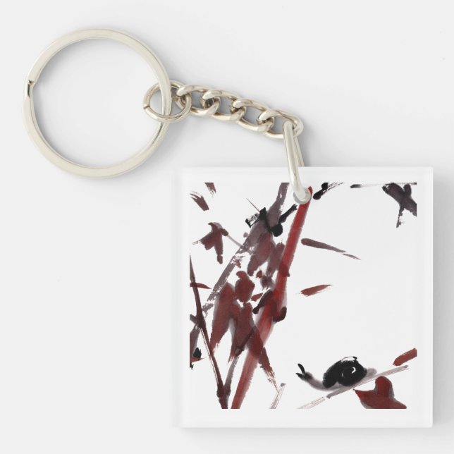 Llavero Tuschekunst mit Schnecke und Rotem Bambus (Frente)