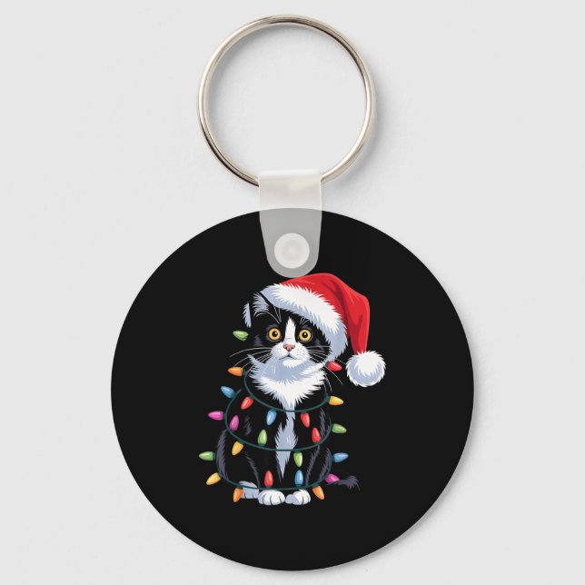 Llavero Tuxedo Cat Meow Santa Tuxie Christmas Tree  (Anverso)