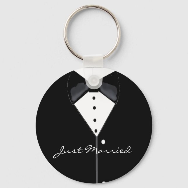 Llavero Tuxedo negro recién casado (Anverso)
