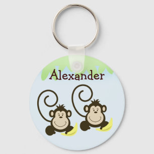 Llavero TWIN MONKEYS SILLY MONKEY Favor or or Name Tag