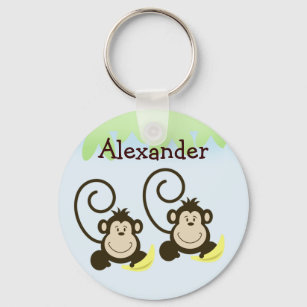 Llavero TWIN MONKEYS SILLY MONKEY Favor or or Name Tag