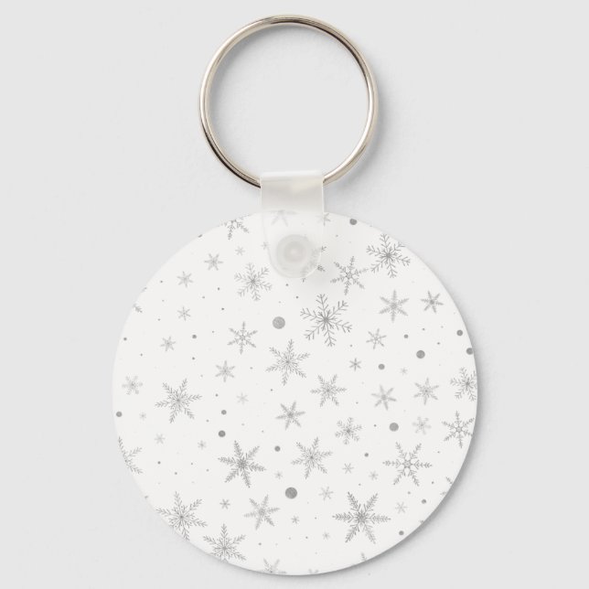 Llavero Twinkle Snowflake -Gris plateado y blanco- (Anverso)
