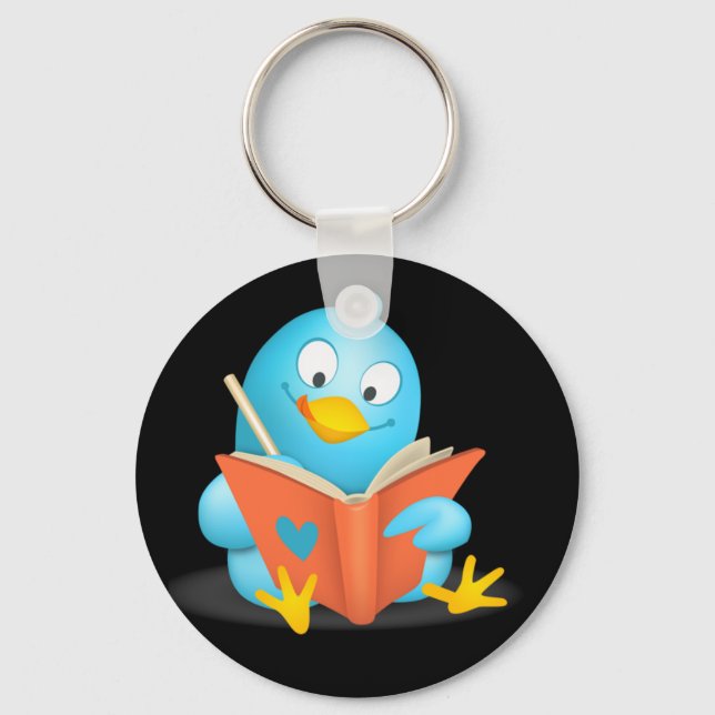 Llavero Twitter Mania - Twitter Bird Leyendo (Anverso)