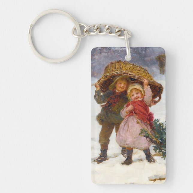 Llavero Two children in the snow by Frederick Morgan (Frente)