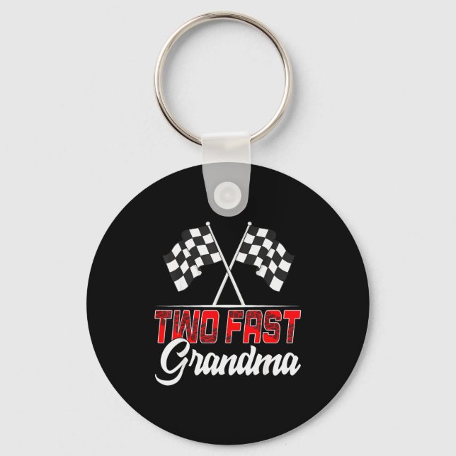 Llavero Two Fast Grandma Second Birthday Racing Car Family (Anverso)