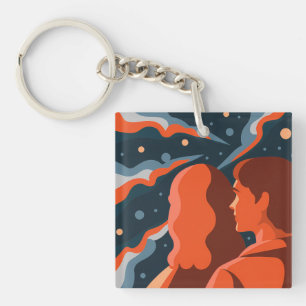 Llavero Two Figures Contemplating an Abstract Cosmic Scene