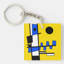 Llavero Two Sides Of Ethnicity Yellow Blue Black White