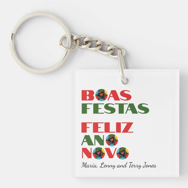 Llavero Typografía mínima Saludos de Navidad portugueses (Frente)
