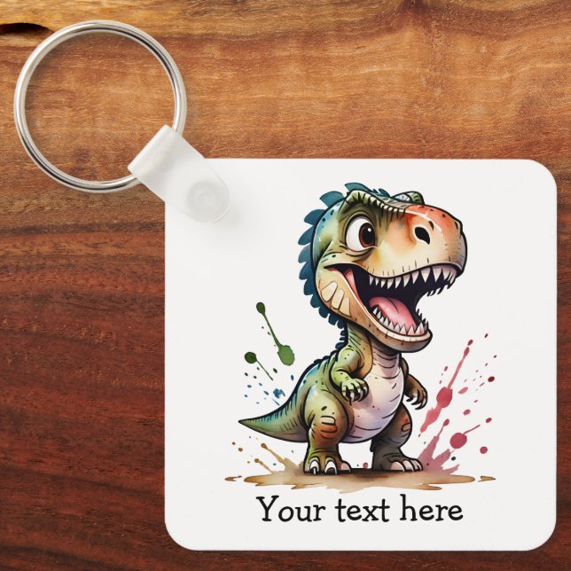 Llavero Tyrannosaurus Rex Acuarela Salpicada Personalizada (Anverso)